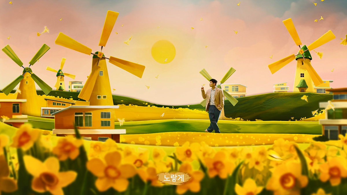 보라색, 파란색, 빨간색 등 신안군 ‘컬러의 힘’ 캠페인에 활용한 색으로 연극 무대같이 독특한 광고 배경을 만들었다.